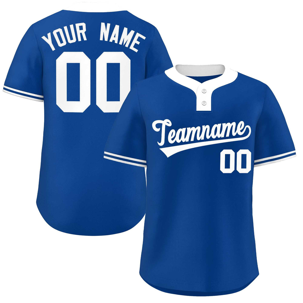 Custom Royal White Classic Style Authentic Two-Button Softball Jersey
