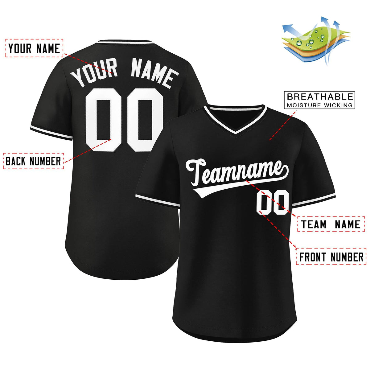 Custom Black White Classic Style Outdoor Authentic Pullover Softball Jersey