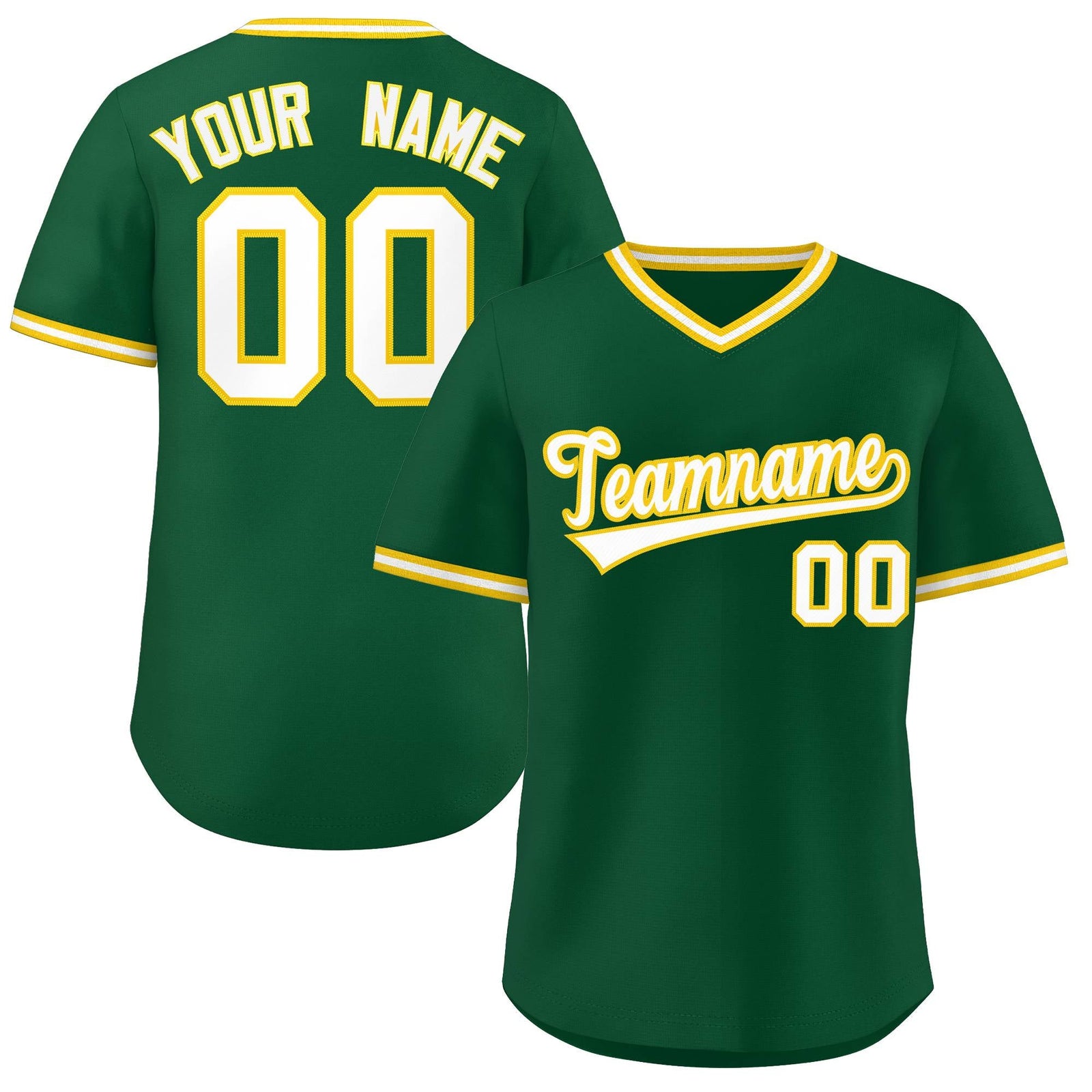 Custom Green White Classic Style Outdoor Authentic Pullover Baseball Jersey