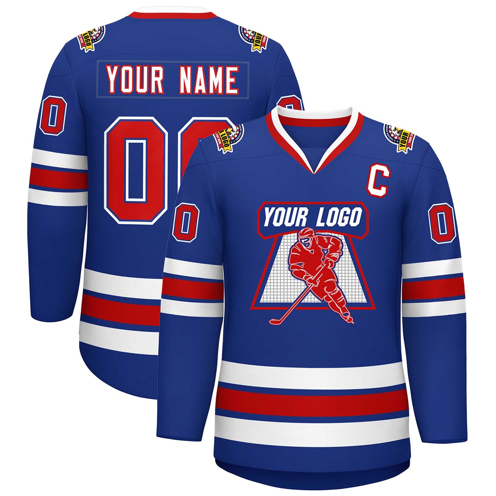 Custom Royal Red Royal-White Classic Style Hockey Jersey