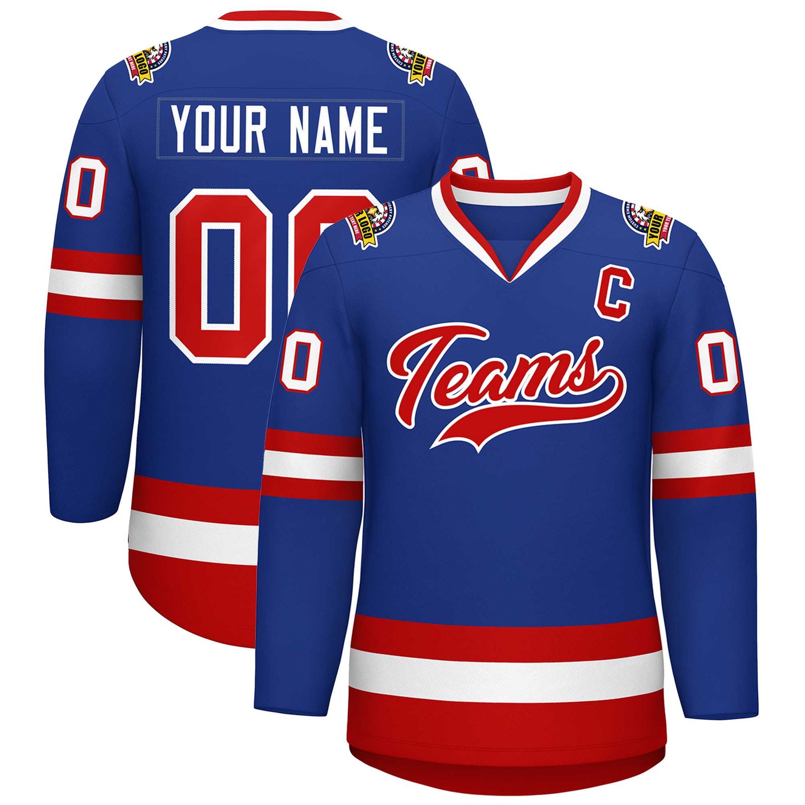 Custom Royal Red-White Classic Style Hockey Jersey