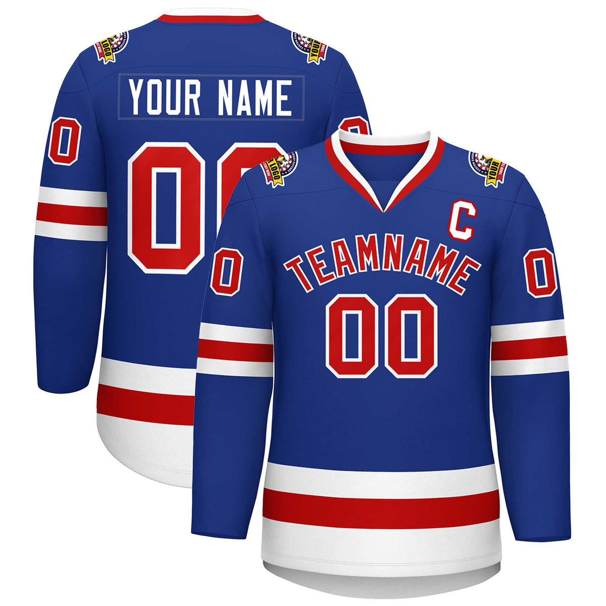 Custom Royal Red-White Classic Style Hockey Jersey