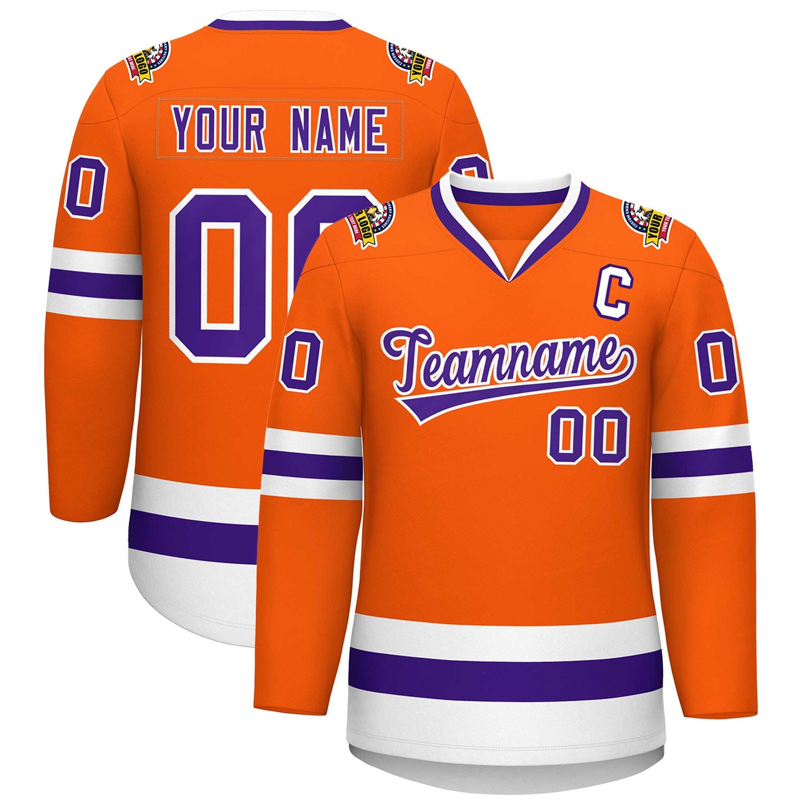 Custom Orange Purple-White Classic Style Hockey Jersey