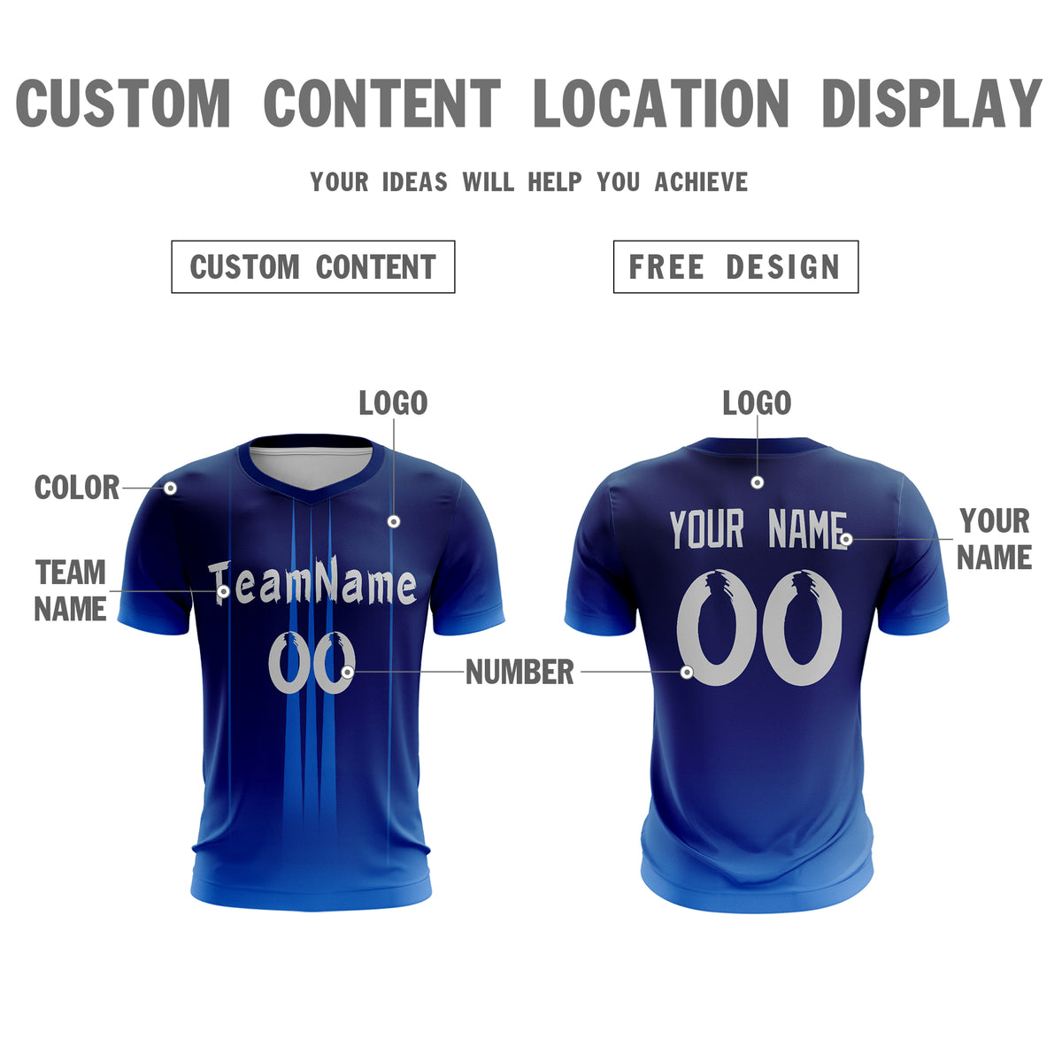 Custom Navy White Sport Soccer Tops Jersey
