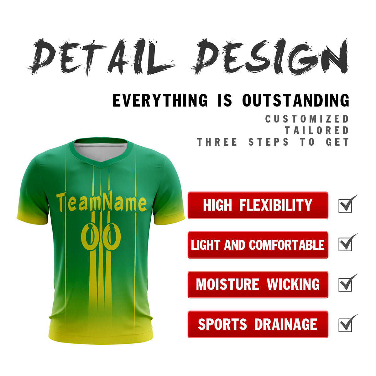 Custom Green Yellow Sport Soccer Tops Jersey