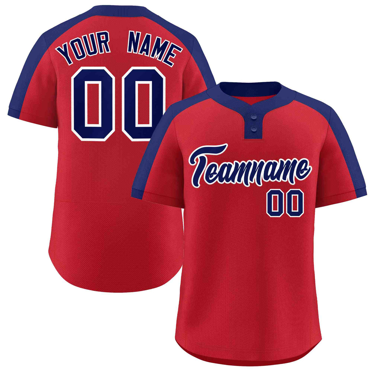 Custom Red Navy-White Classic Style Authentic Two-Button Softball Jersey