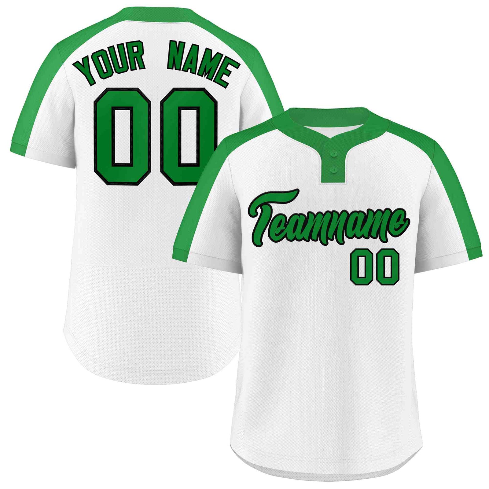 Custom White Kelly Green-Black Classic Style Authentic Two-Button Softball Jersey
