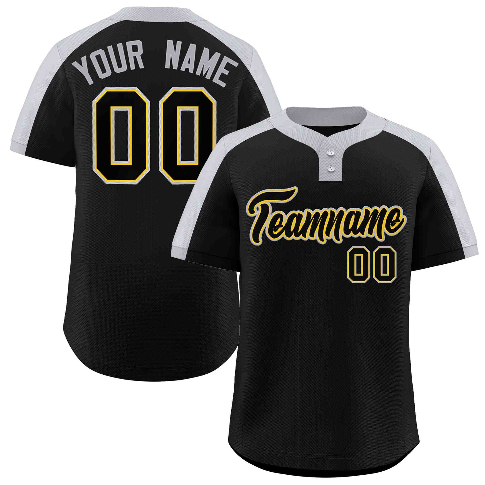 Custom Black Black-Gold Classic Style Authentic Two-Button Softball Jersey