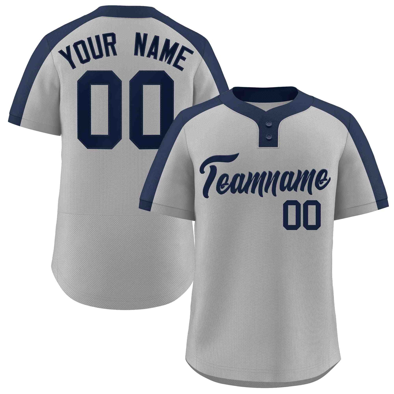 Custom Gray Navy Classic Style Authentic Two-Button Softball Jersey