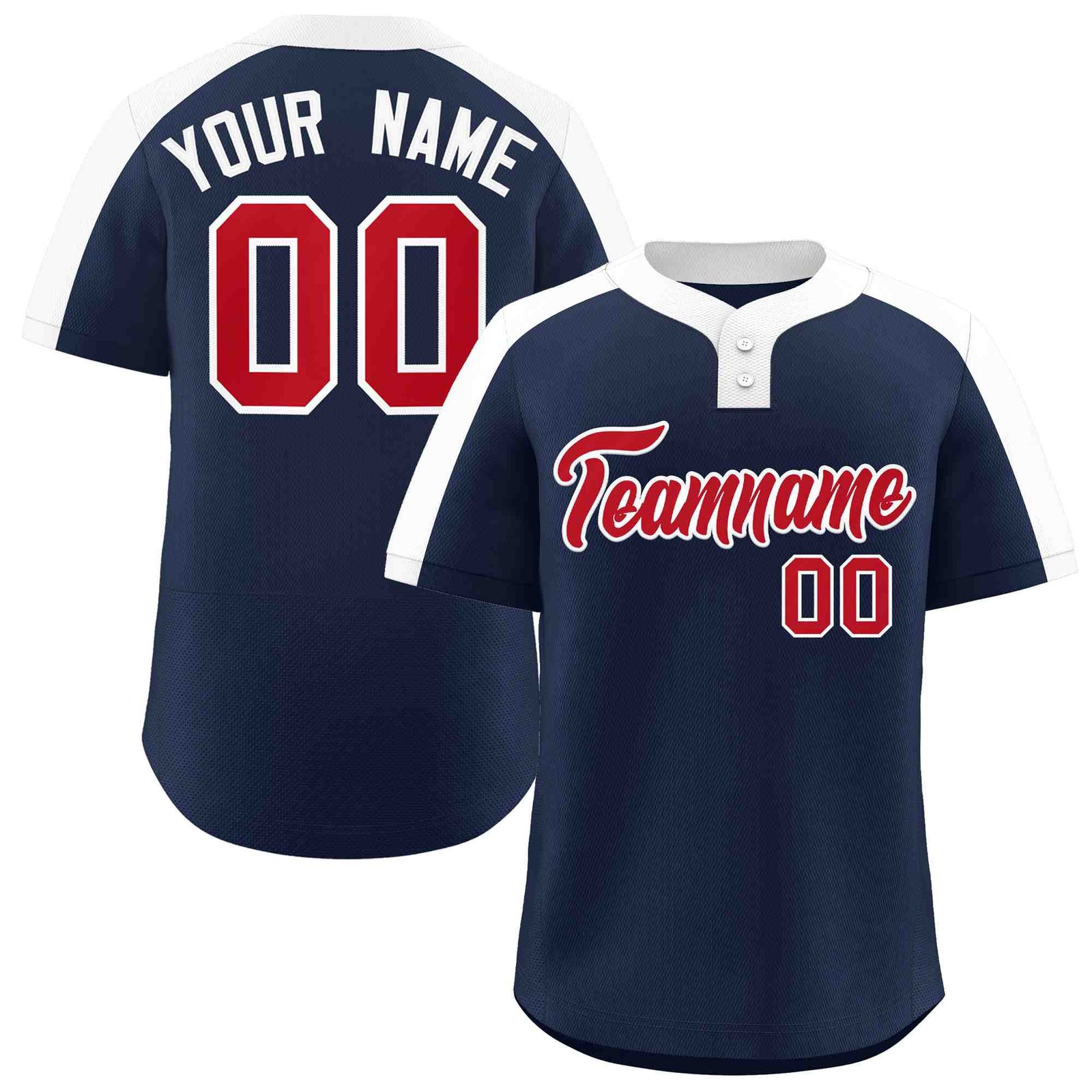 Custom Navy Red-White Classic Style Authentic Two-Button Softball Jersey