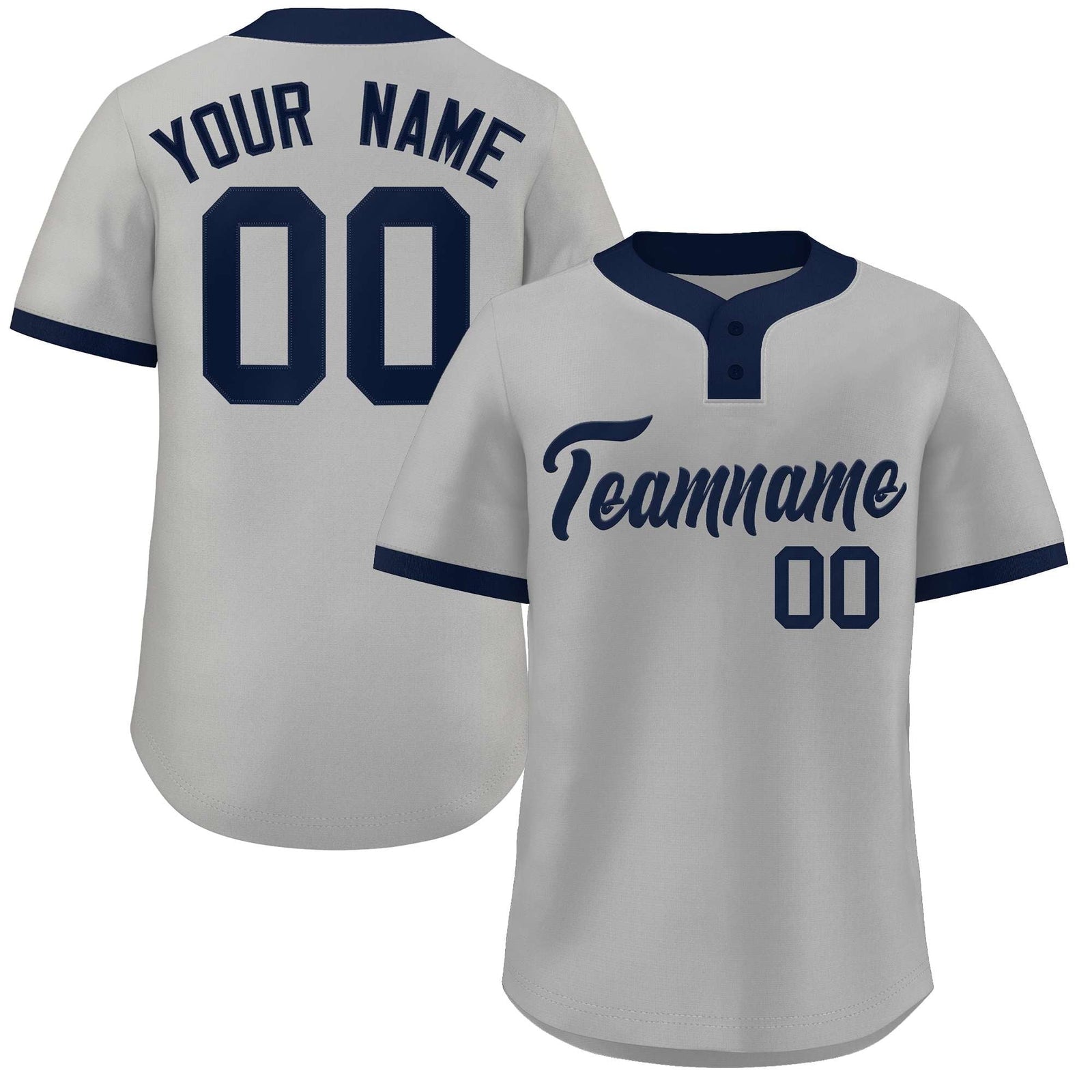 Custom Gray Navy Classic Style Authentic Two-Button Softball Jersey