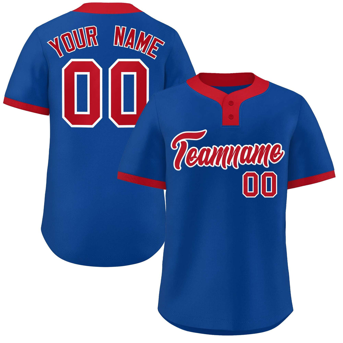 Custom Royal Red-White Classic Style Authentic Two-Button Softball Jersey