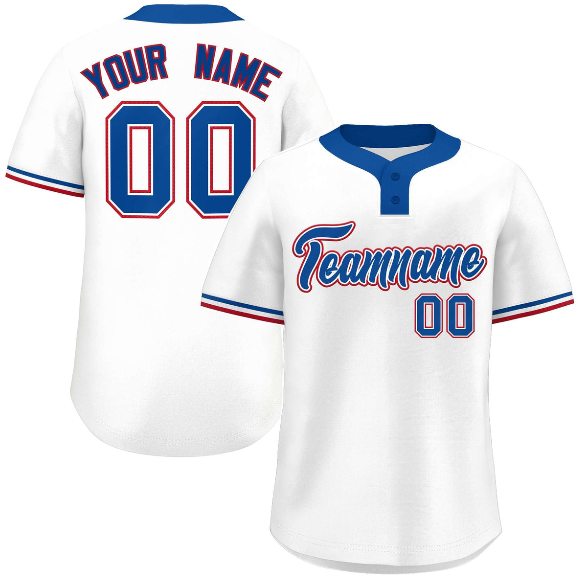 Custom White Royal-Red Classic Style Authentic Two-Button Softball Jersey