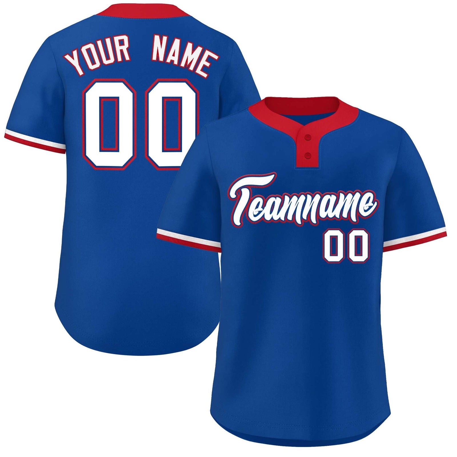 Custom Royal White-Red Classic Style Authentic Two-Button Softball Jersey