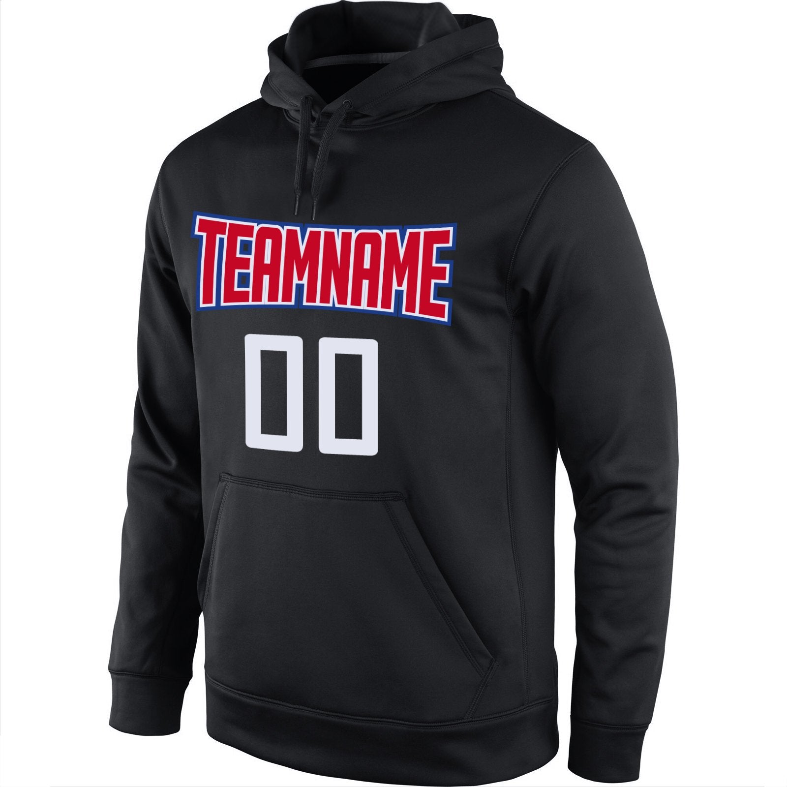 Custom Black Red-White Classic Style Uniform Pullover Fashion Hoodie