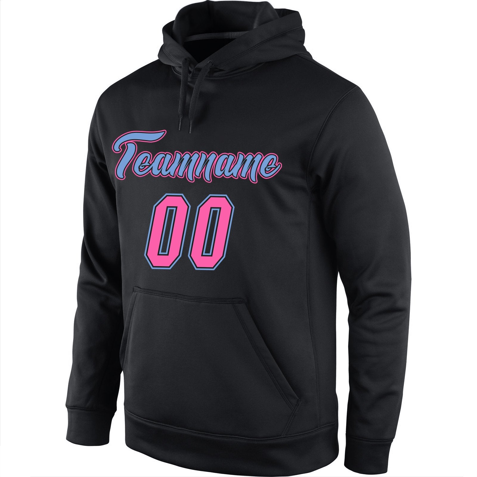 Custom Black Pink-Light Blue Classic Style Uniform Pullover Fashion Hoodie