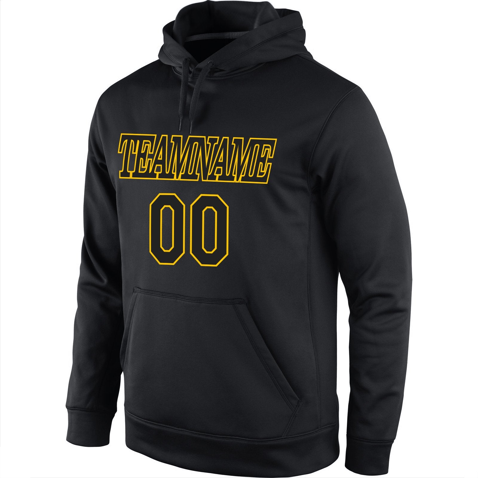 Custom Black Yellow Classic Style Pullover Sport Fashion Hoodie Uniform