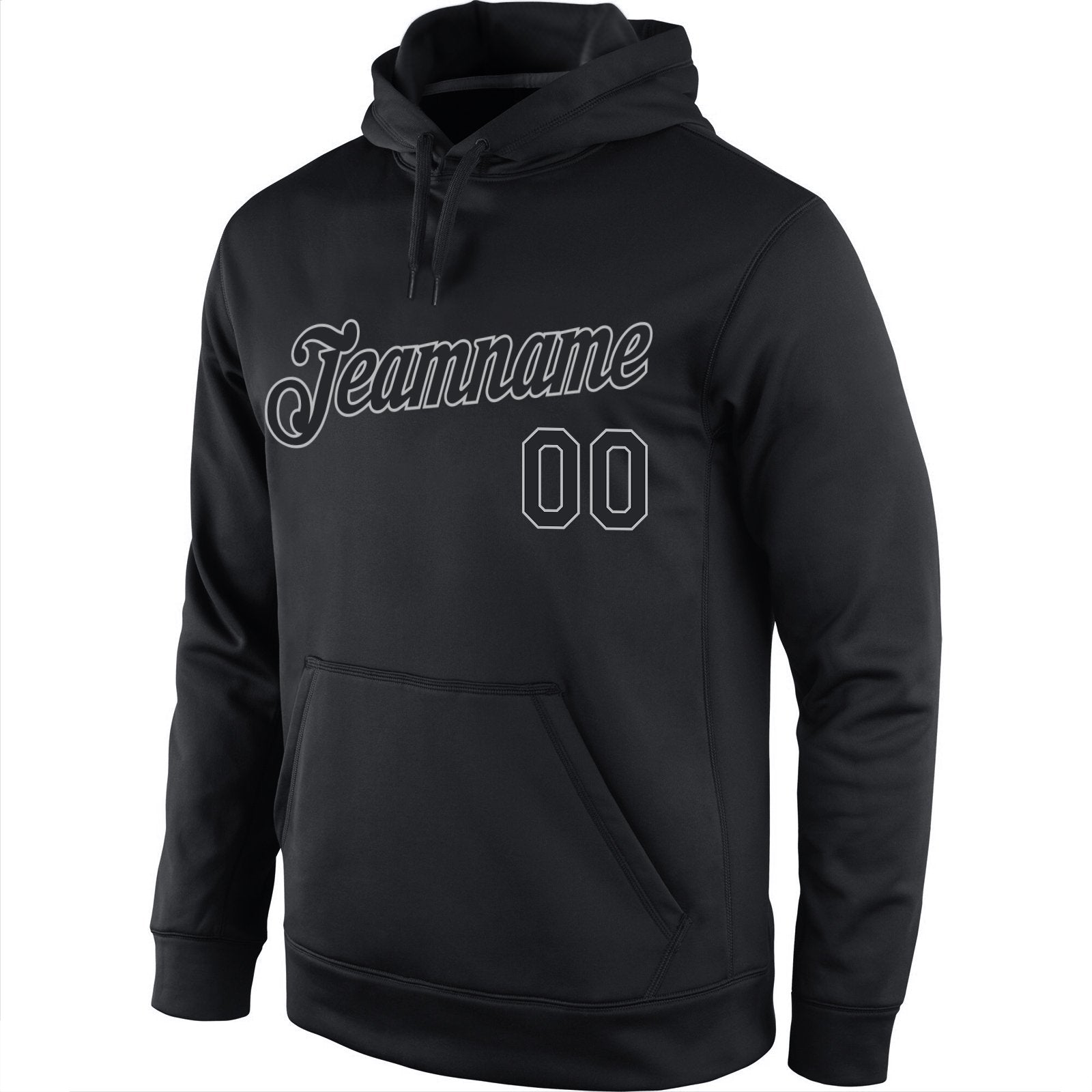 Custom Black Gray Sports Classic Style Uniform Pullover Fashion Hoodie