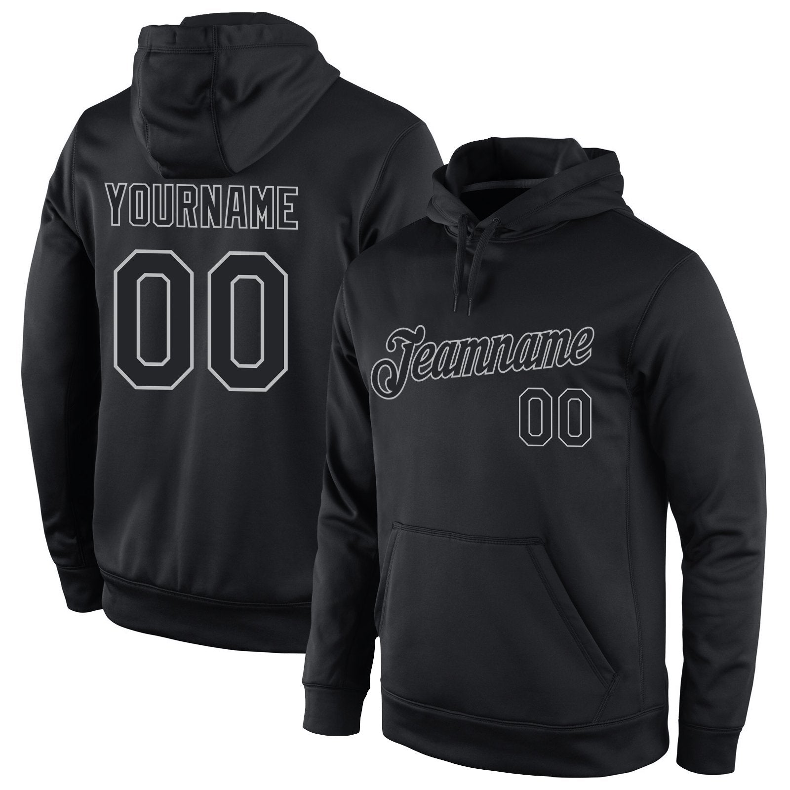 Custom Black Gray Sports Classic Style Uniform Pullover Fashion Hoodie