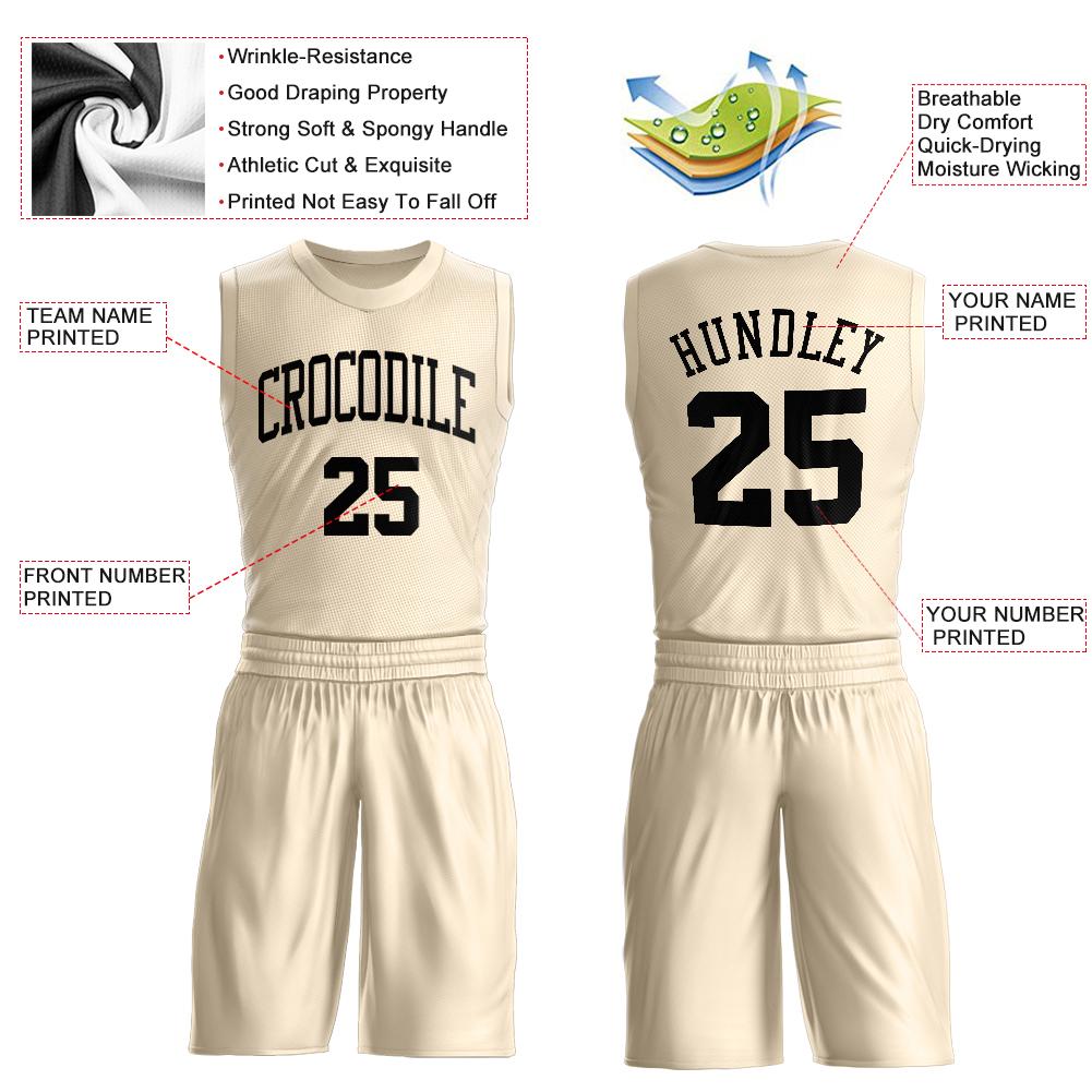 Custom Cream Black Classic Sets Basketball Jersey