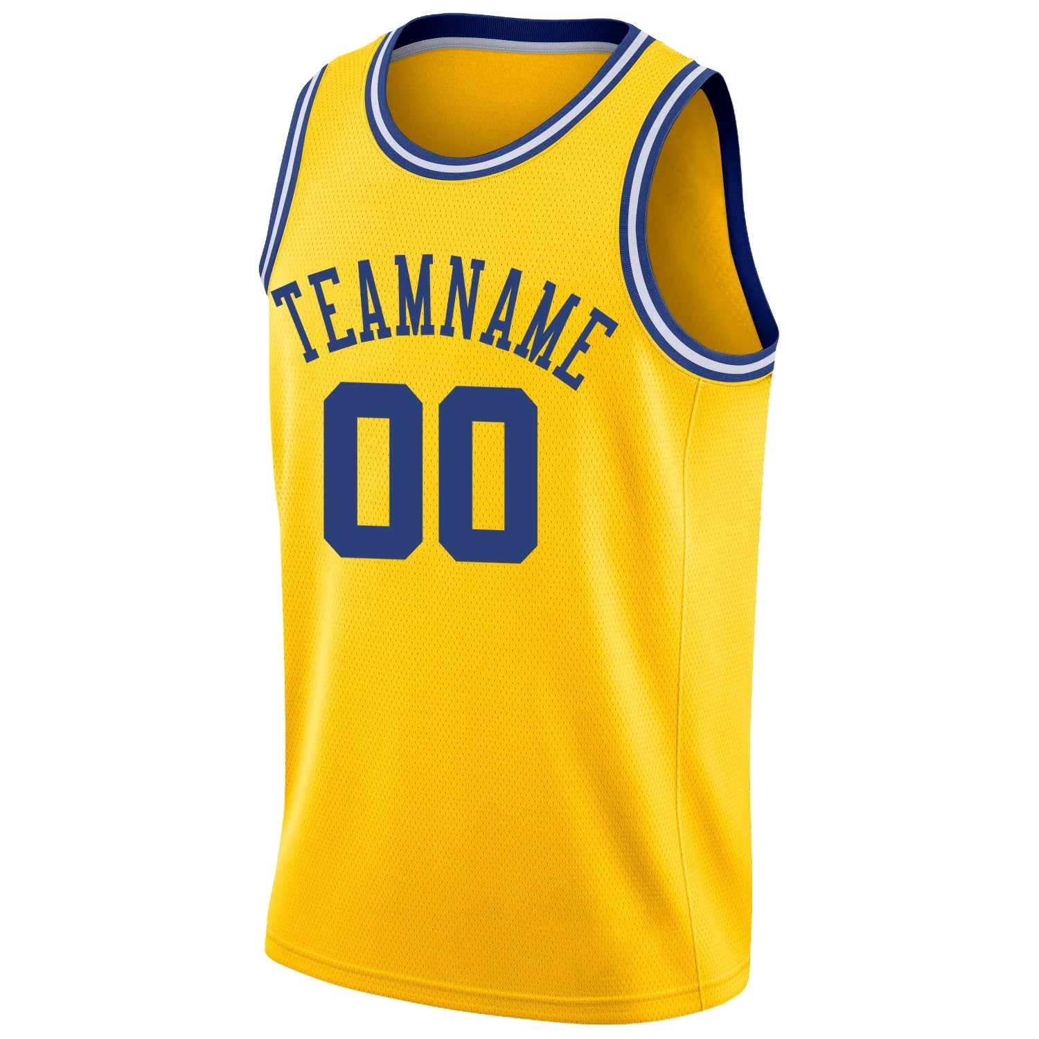 Custom Yellow Royal-White Classic Tops Mesh Sport Basketball Jersey