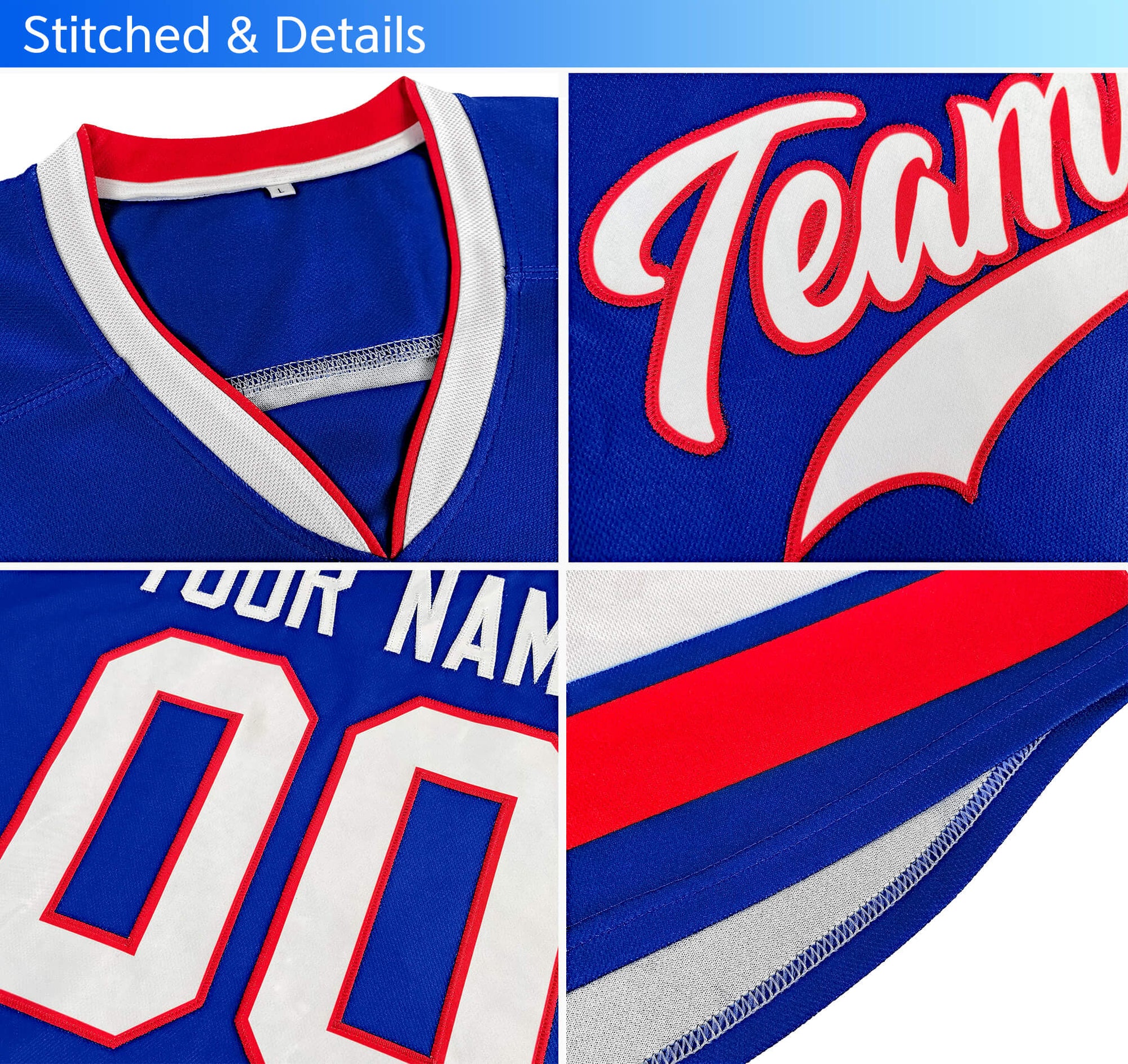 Custom Gray Navy Powder Blue-Powder Blue Classic Style Hockey Jersey