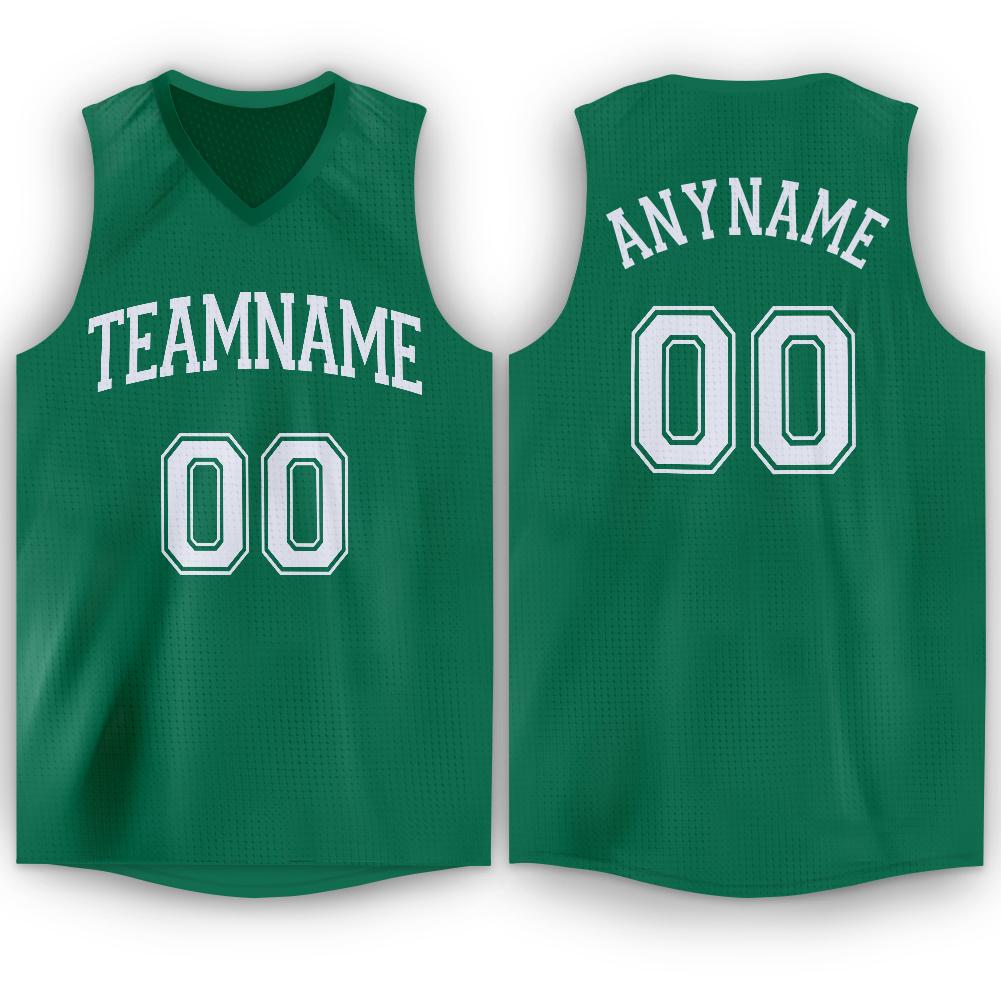 Custom Green White Classic Tops Breathable Basketball Jersey