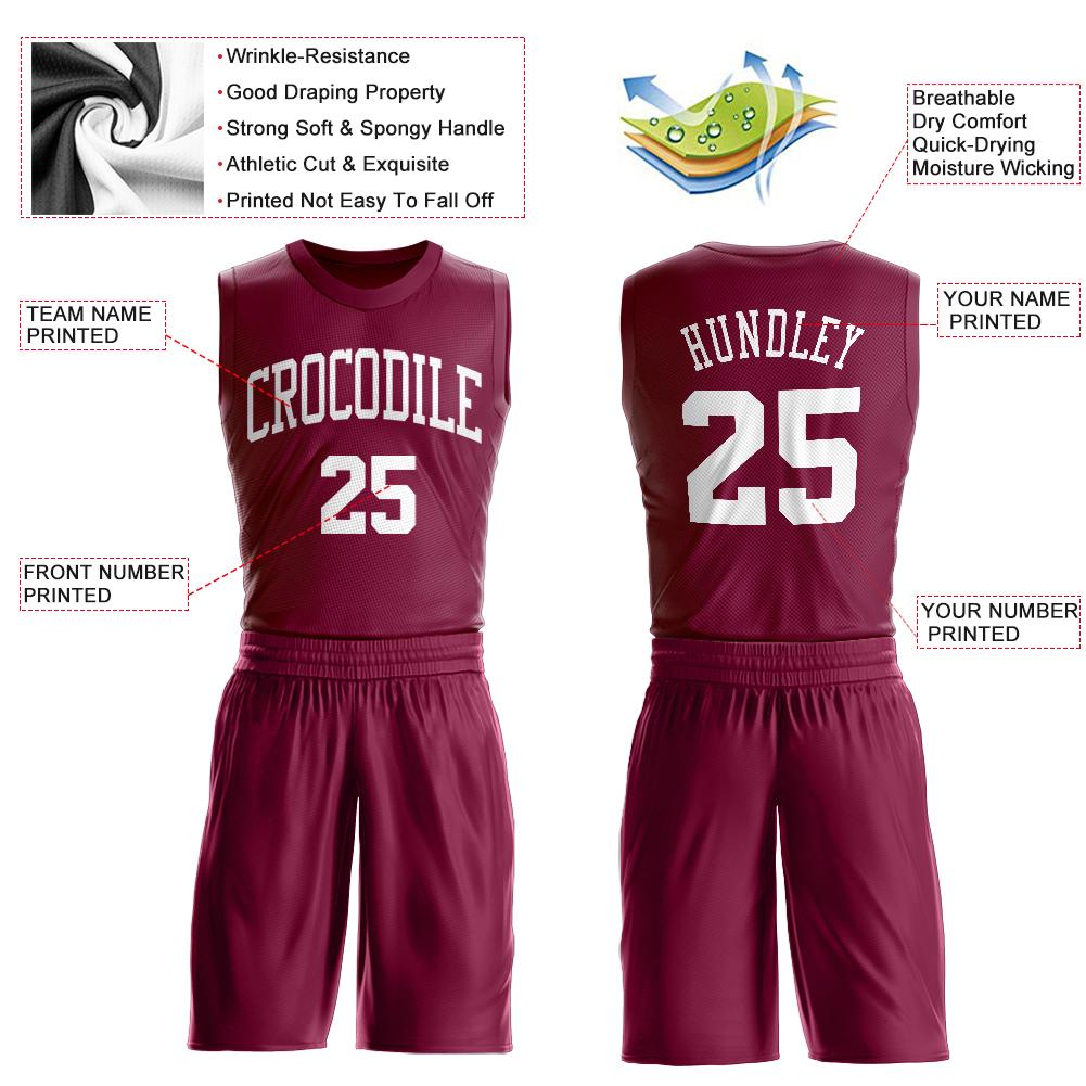 Custom Maroon White Classic Sets Basketball Jersey
