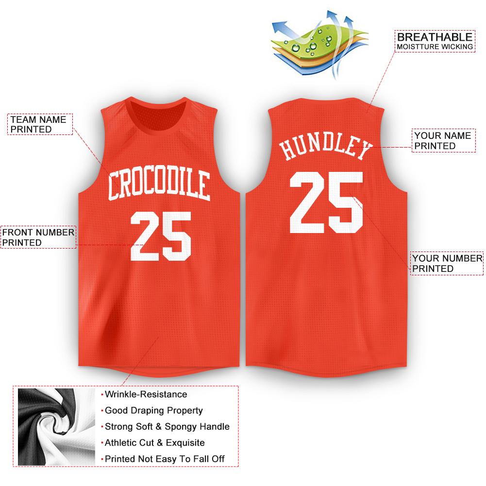 Custom Orange White Classic Tops Athletic Basketball Jersey