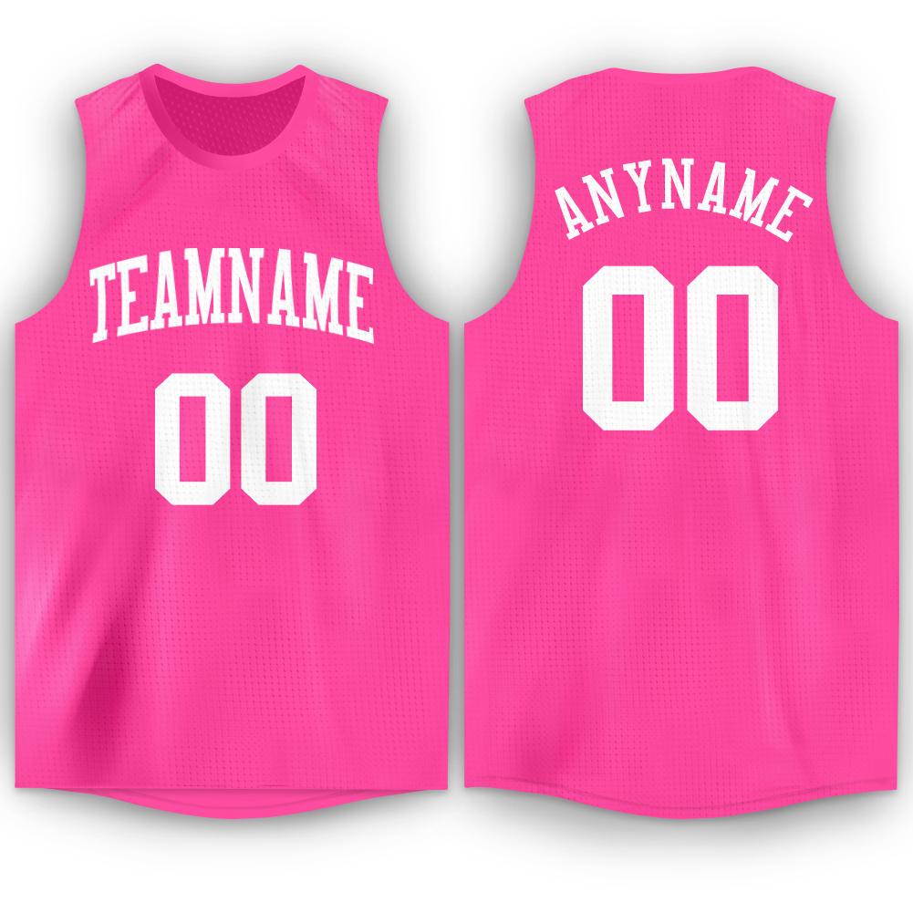Custom Pink White Classic Tops Breathable Basketball Jersey