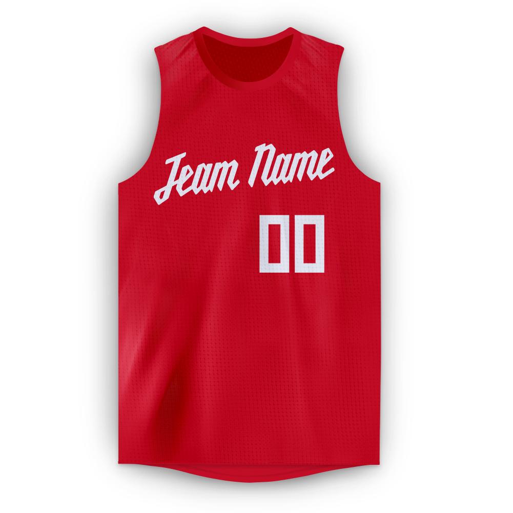 Custom Red White Classic Tops Tank Top Basketball Jersey