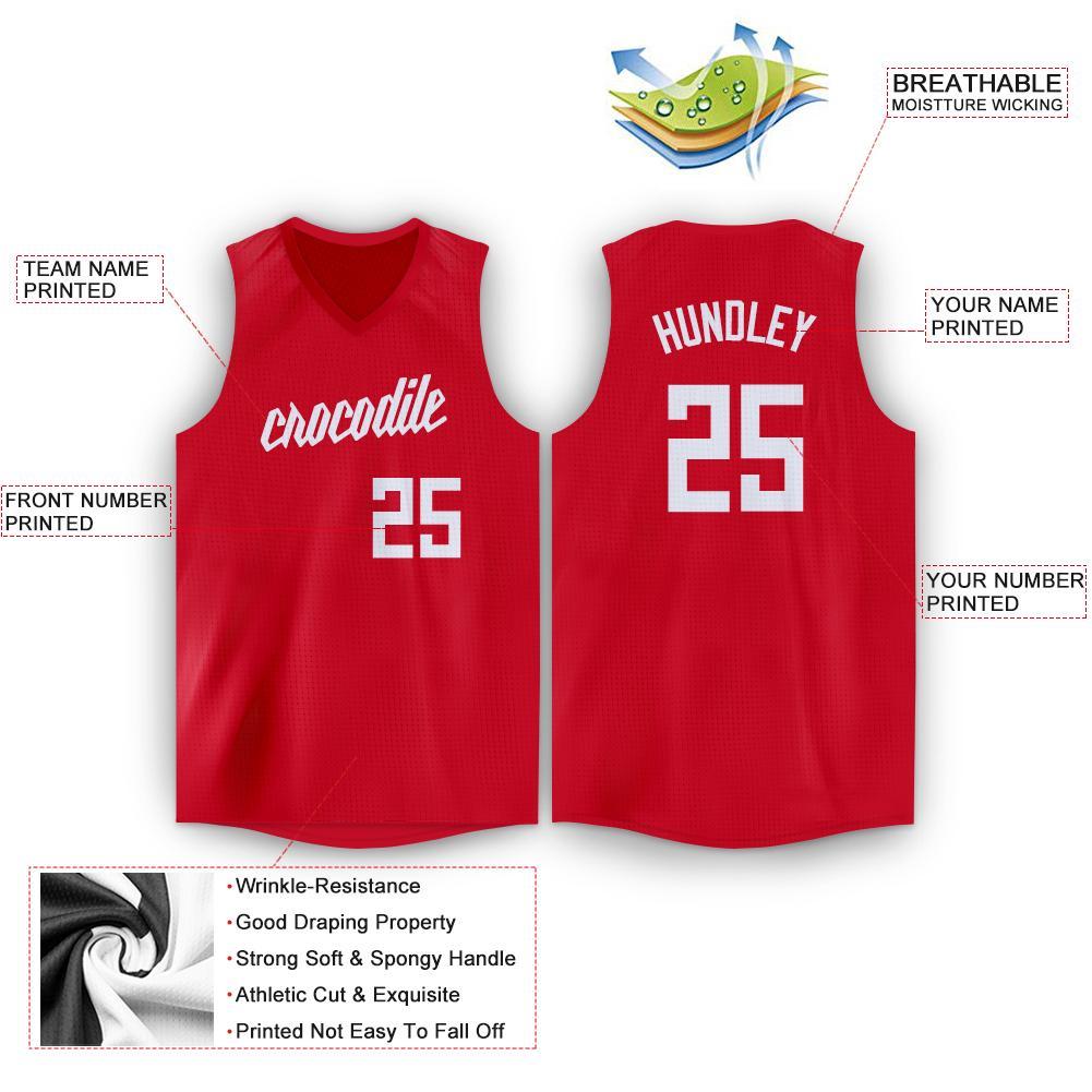 Custom Red White Classic Tops Sport Game Basketball Jersey
