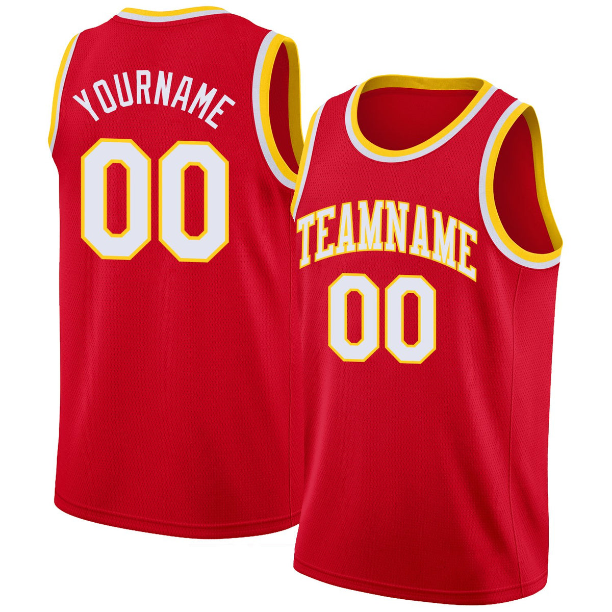Custom Red White-Yellow Classic Tops Men/Boy Athletic Basketball Jersey
