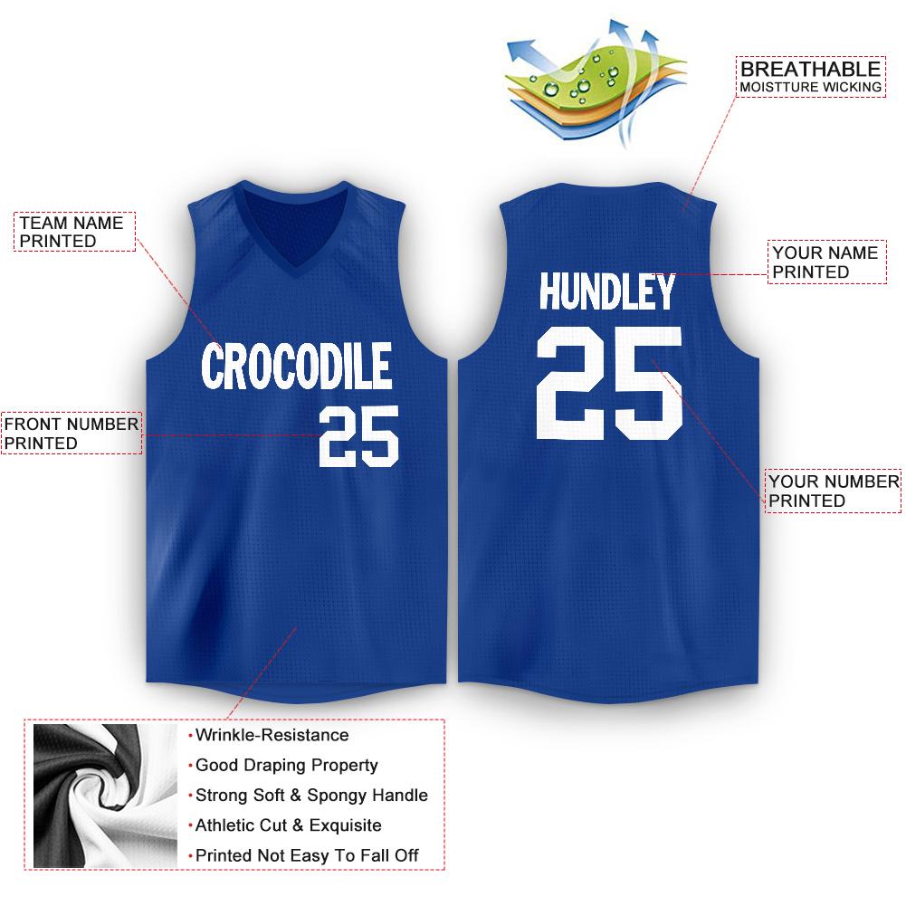 Custom Royal White Classic Tops Fashion Basketball Jersey