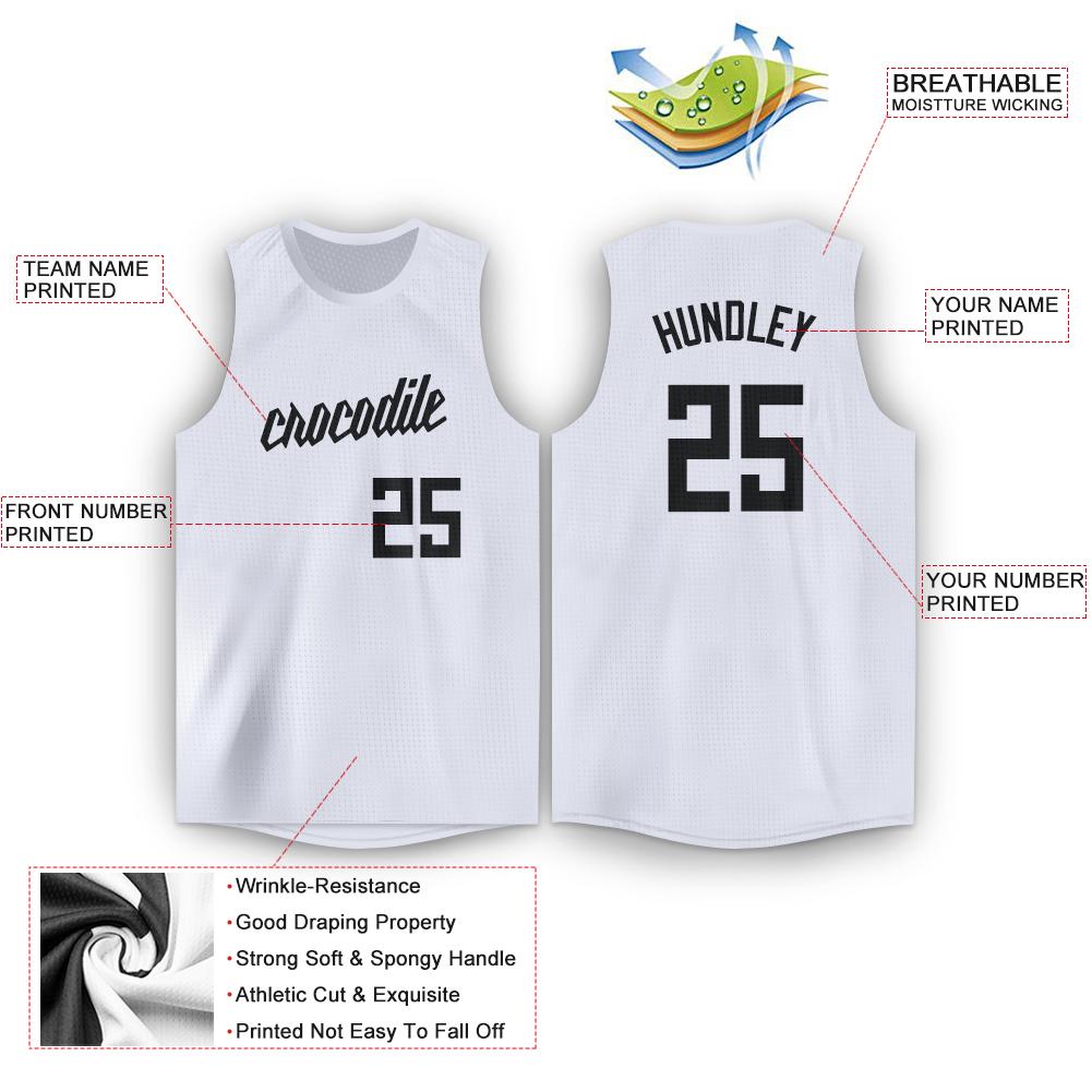 Custom White Black Classic Tops Tank Top Basketball Jersey