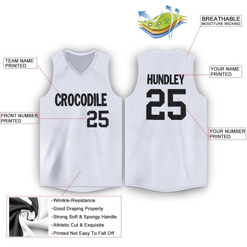 Custom White Black Classic Tops Sport Game Basketball Jersey